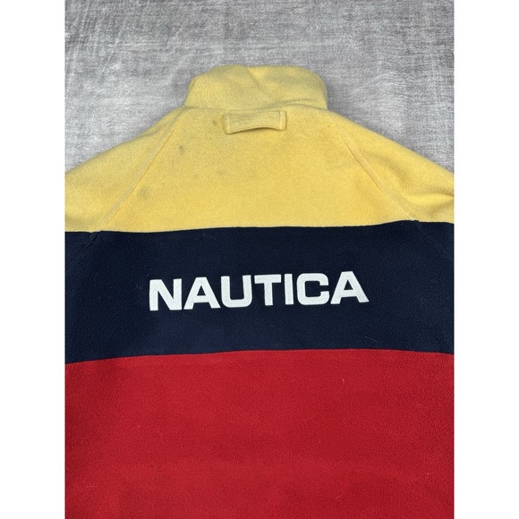 Vtg NAUTICA Jacket Men's XL Blue Full Zip Fleece Sailing‎ Striped Reversible 90s - Picture 9 of 16